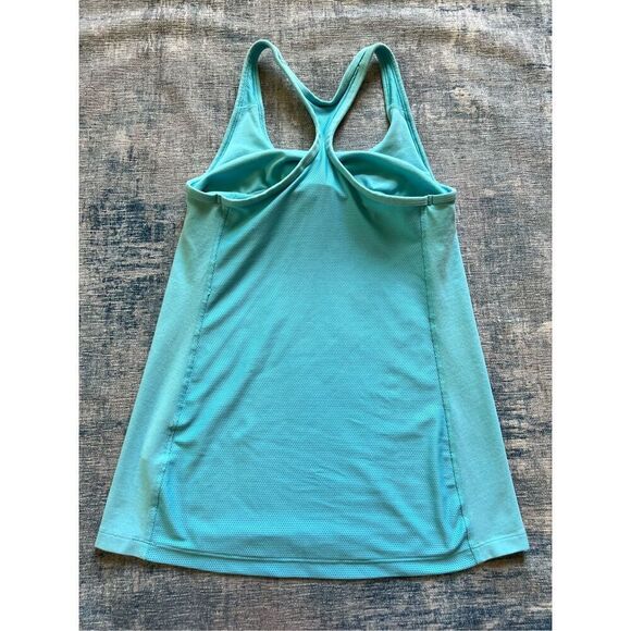 Nike Aquamarine Dri Fit Mesh Panel Racerback Tank w Built In Shelf Bra Small - Picture 2 of 5